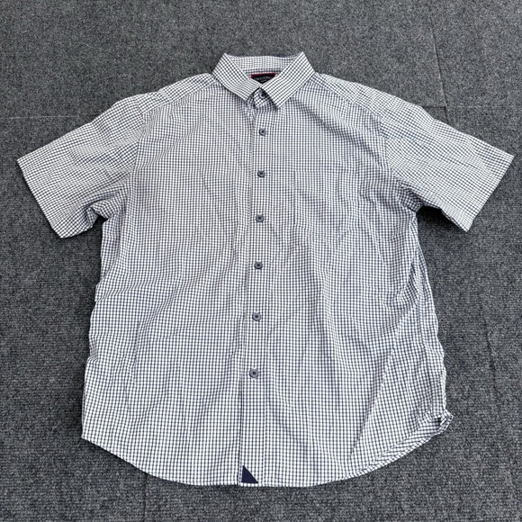 UNTUCKit De Bortoli Mens Shirt Short Sleeve White Blue Check Nylon‎ S Reg Fit - Picture 2 of 8